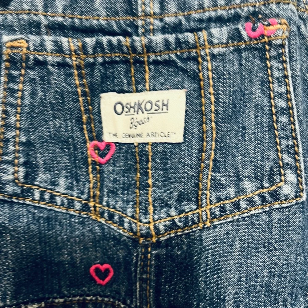 OshKosh B'gosh Denim Overalls with Pink Heart Details